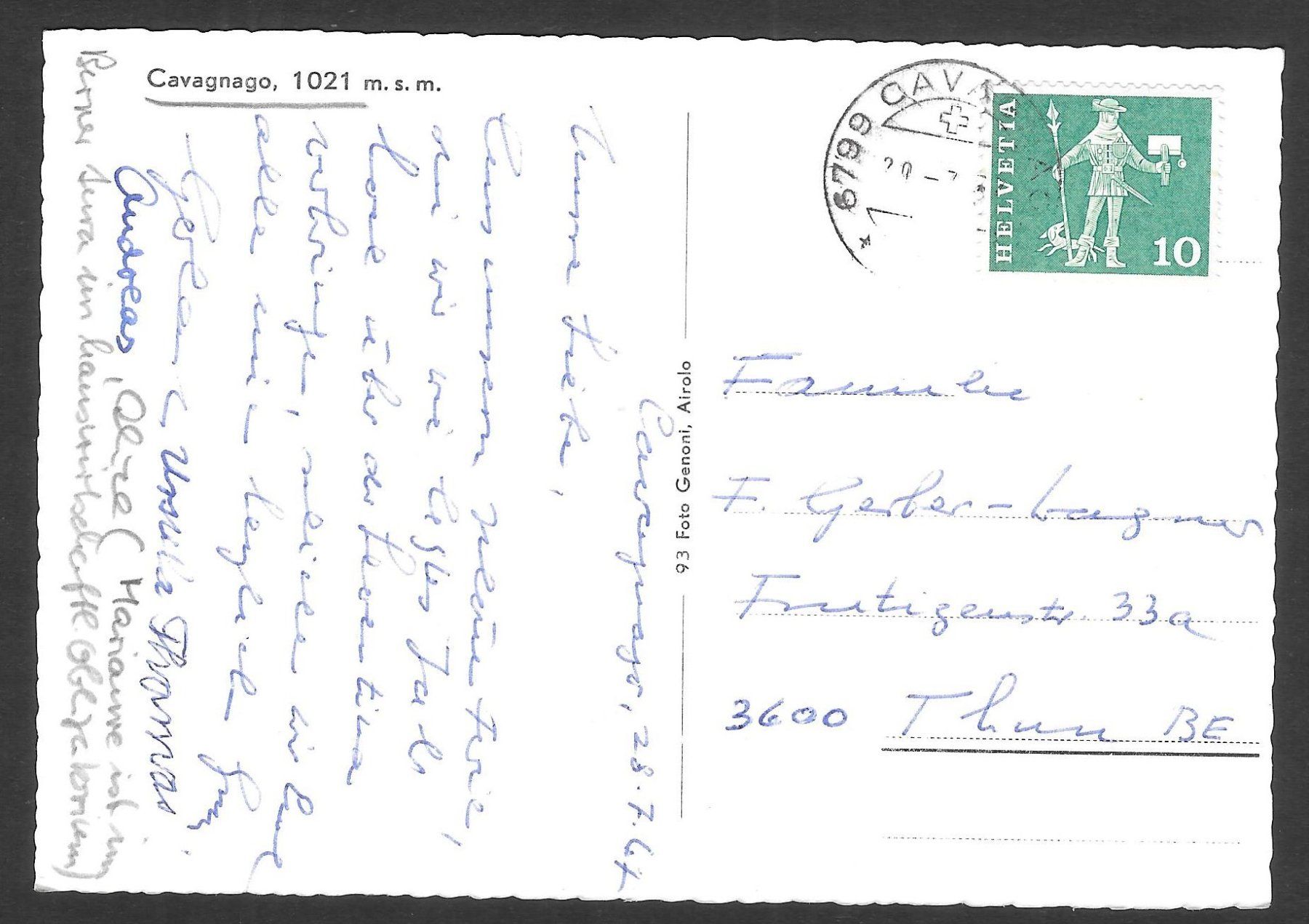 Cartoline postali: Cavagnago vista generale – Usato da Olten venduto da clotaldi 1