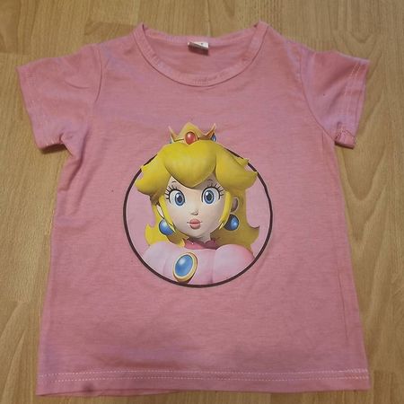 Rosa Mädchen T-Shirt Princess Peach / Super Mario Gr. 100