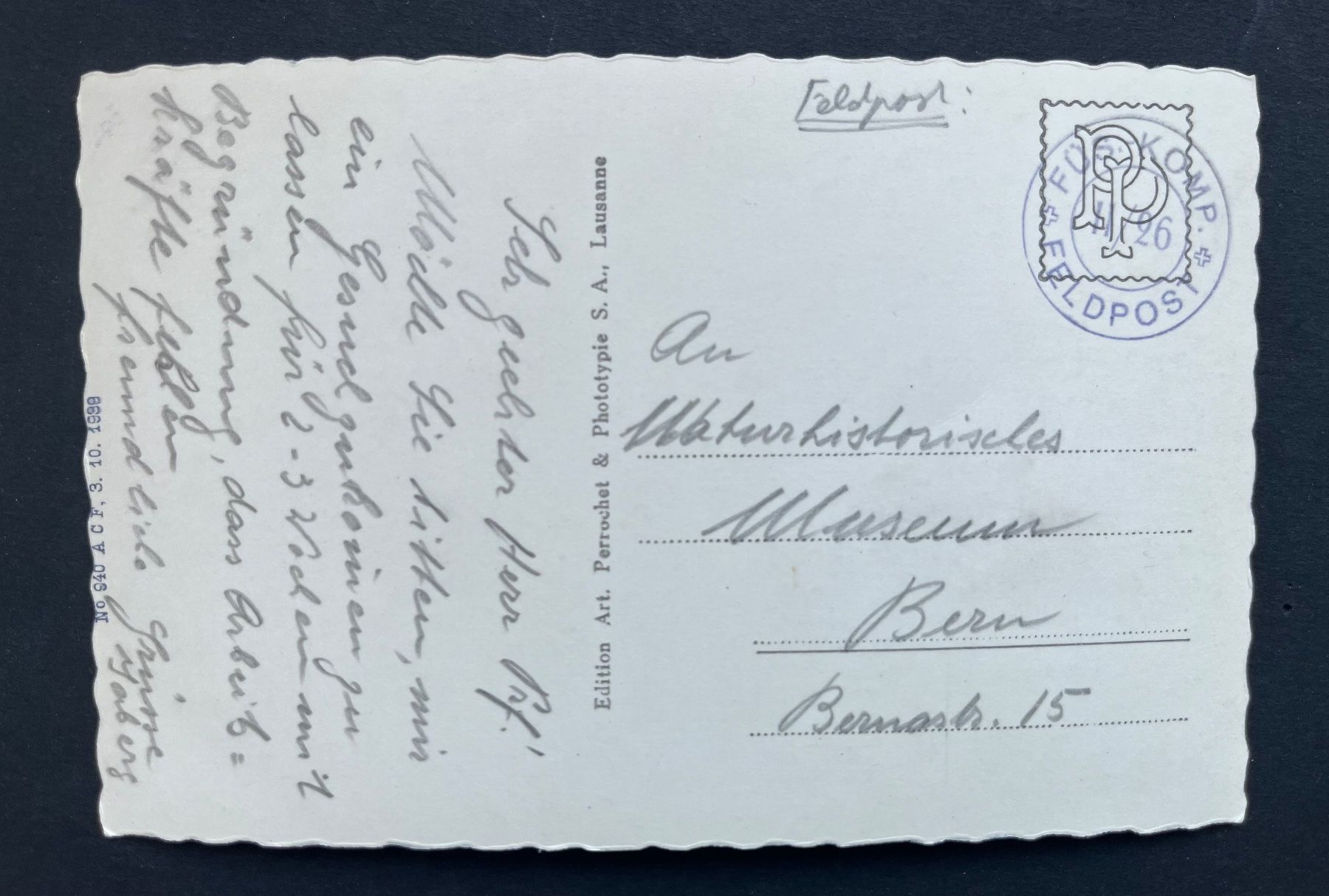Cartoline postali: BIENNE BIEL: Taubenloch/ca. 1950 – Usato da Wabern venduto da DaxKarten-75 1
