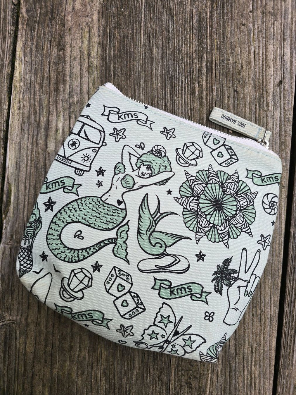 Borse da donna: Beutel/Etui Bambus mit Print und Zip – Nuovo (secondo la descrizione) da Romanshorn venduto da Rachacha 1