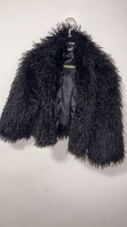 Black Faux Fur Coat - Warm Winter Style - Size Medium