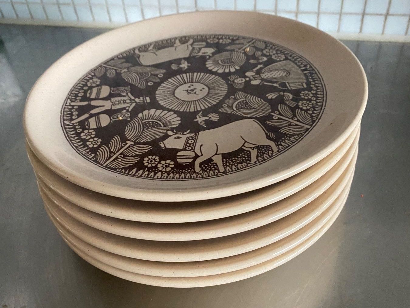 Piatti: 6x Teller Käse- Raclette, Designklassiker 70er – Usato da solothurn venduto da soko75