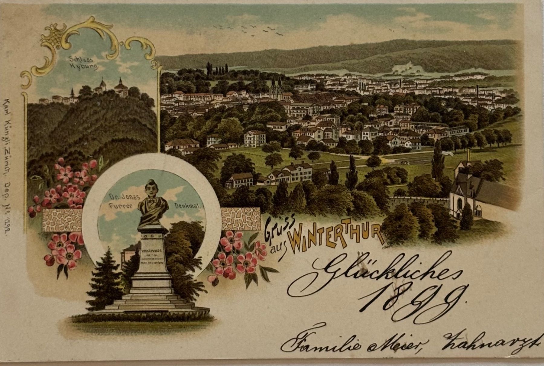 Ansichtskarten: Gruss aus Winterthur, Litho, 1898, Philatelie – Gebraucht aus Frauenfeld von Merk52