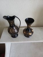2 handgravierten Vintage Krüge Vasen aus Messing
