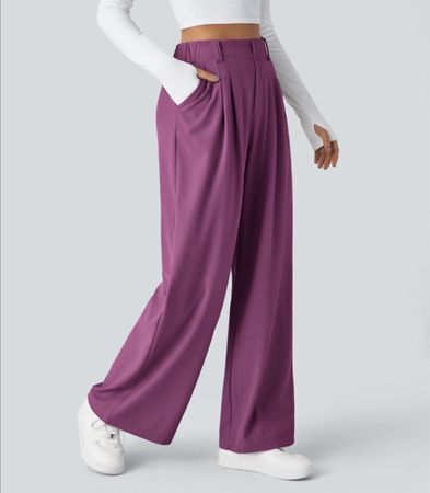 Damen Stoffhose mit hohem Bund lila Grösse S -ovp