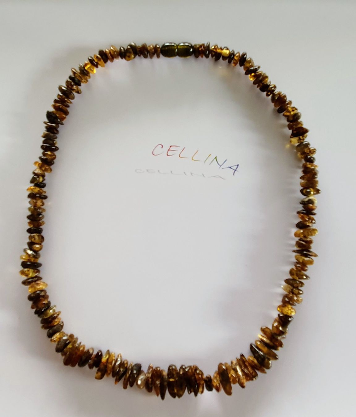 Catenine: Green Amber Bernstein Halskette 42 – Nuovo e nell'imballaggio originale da Luzern venduto da Cellina1 1