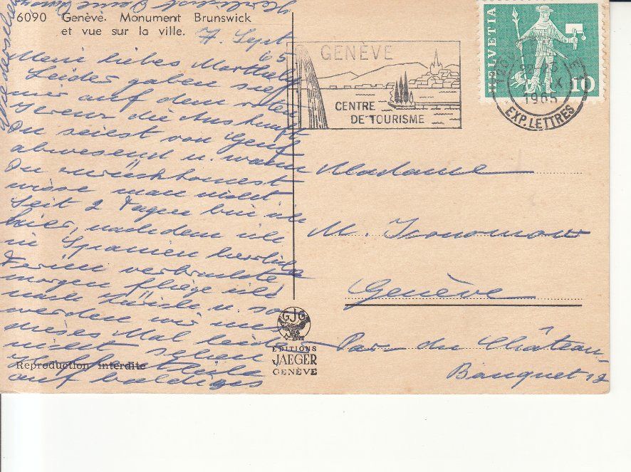 Cartoline postali: Genève 1965 – Usato da Bürglen TG venduto da StampGraf 1
