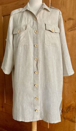 Vintage: 100% Leinenkleid Safari-Stil Gr. 44/L