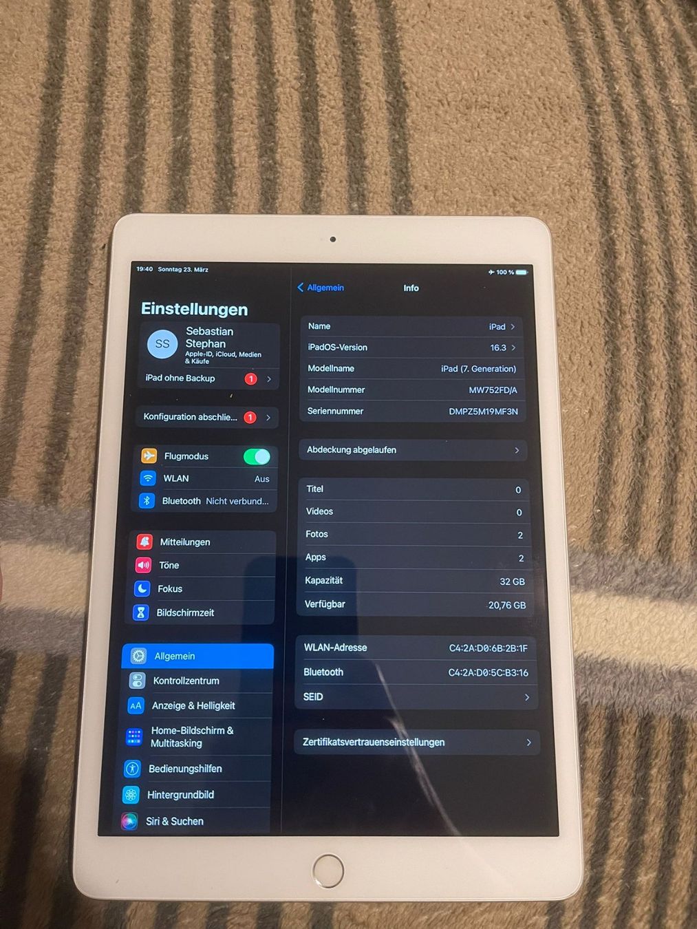 Apple Tablet PC: Apple iPad 7. Generation 32GB Wifi - Silber – Usato da Turgi venduto da Bastian19946 2