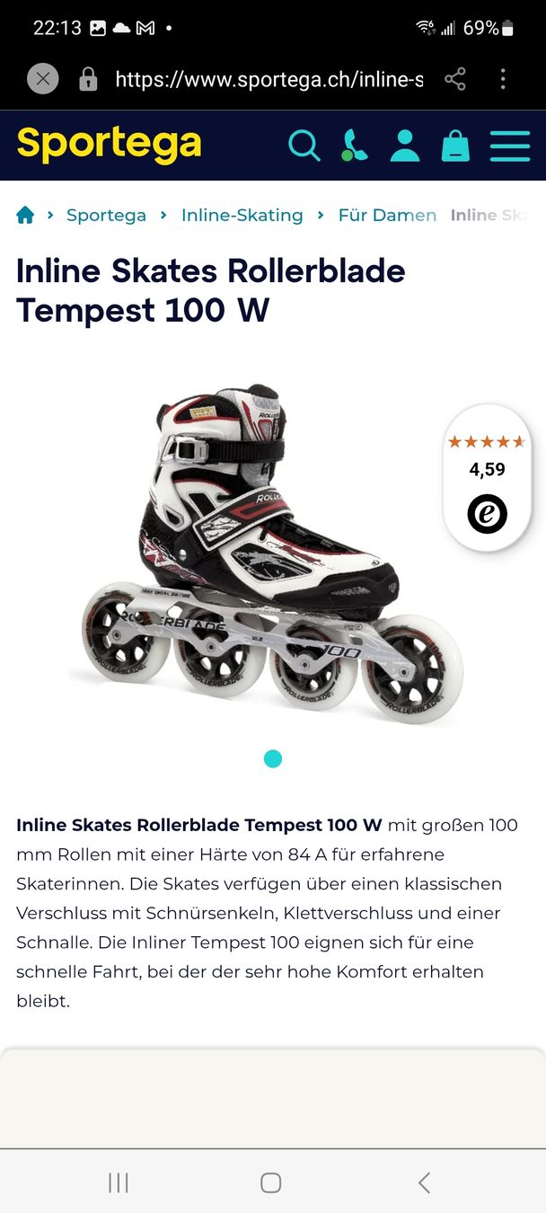 Inline-Skating & Rollschuhe: Rollerblade Tempest 100 W, Grösse 40.5 – Gebraucht aus Emmenbrücke von gatasalvache