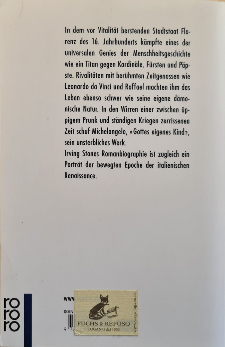Libri: Irving Stone "Michelangelo" – Usato da Islikon venduto da EFH651 1