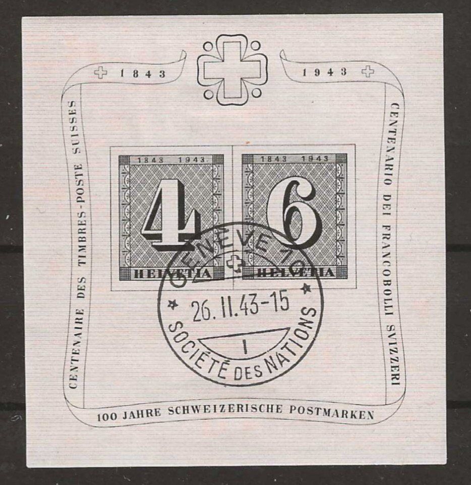 Tutti i francobolli: 1943 : Jubiläumsblock W14, Ersttag – Usato da Gümligen venduto da Geniusbuy