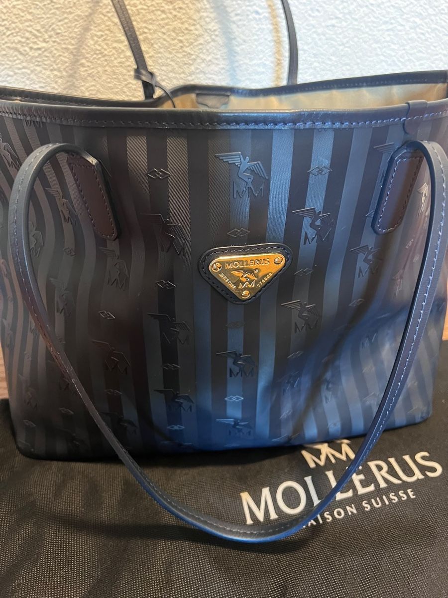 Maison Mollerus Taschen für Damen: Mollerus Tasche dunkelblau Monogramm Fast Neu!! – Neu (gemäss Beschreibung) aus Utzigen von perfekten