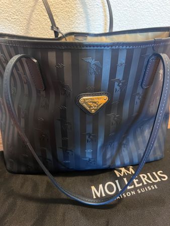Mollerus Tasche dunkelblau Monogramm Fast Neu!!
