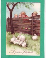 Kitsch Kinder Hasen Joyeuses Pâques 1937