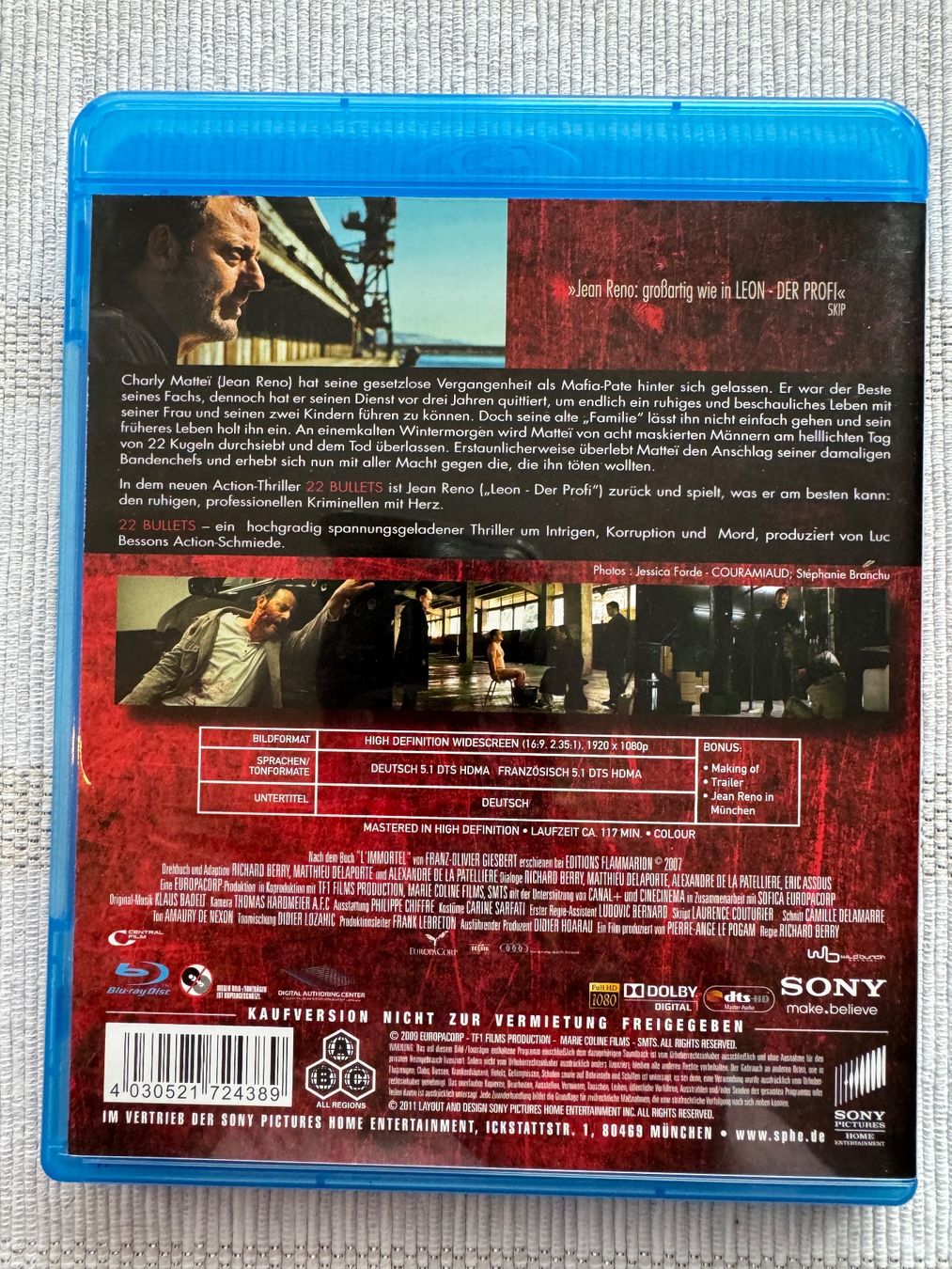 Tutti i DVDs: 22 Bullets [Blu-ray]  mit Jean Reno – Usato da Arbon venduto da drs64 1