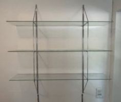 Vintage String Wandregal / Glasregal mit Chromgestell