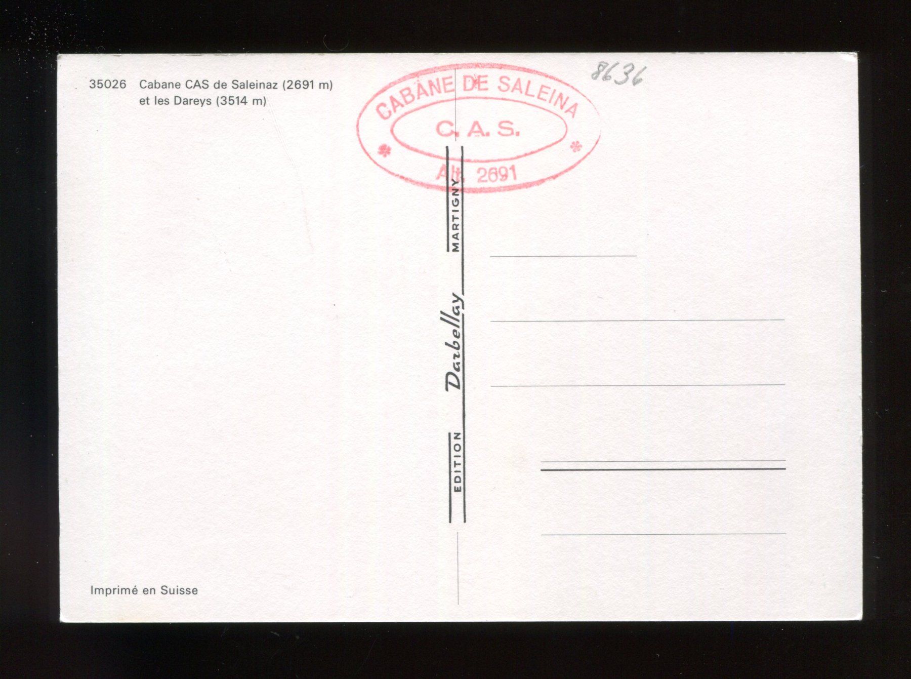 Cartoline postali: Cabane CAS de Salinaz – Usato da Aarau venduto da Elmaar41 1