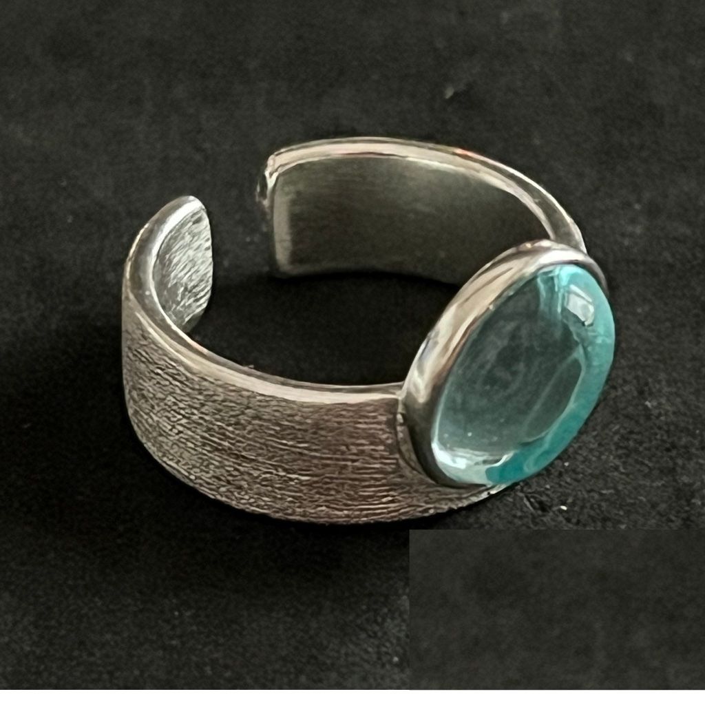 Anelli: Silberring 925 mit hellblauem Stein – Grösse 55 offen – Usato da Düdingen venduto da Onkel.Friedrich 1