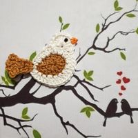 1 Stück Vogel Spatz (R) gehäkelt , crochet, uncinetto 758