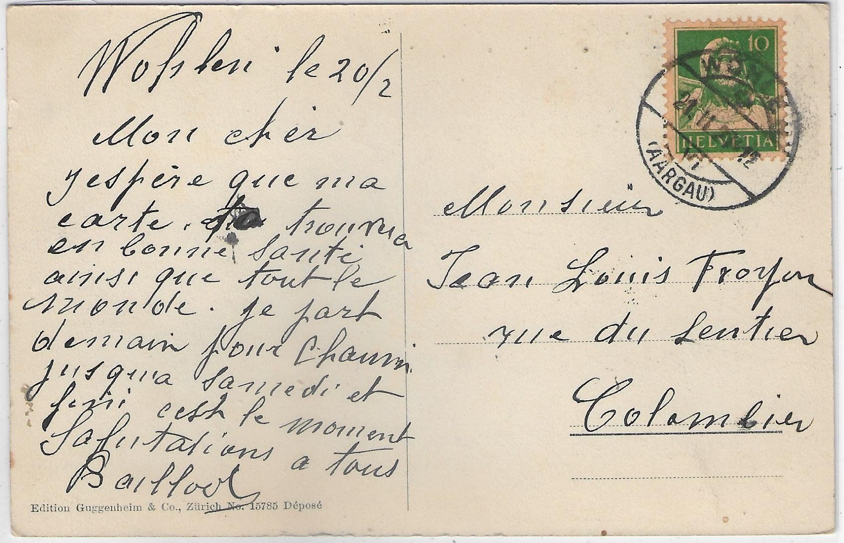 Ansichtskarten: Wohlen AG - Postgebäude – Gebraucht aus Ettingen von Kartenplanet 1