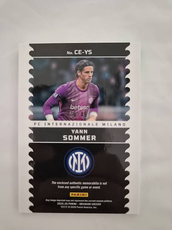 Panini Carte collezionabili: Panini Obsidian Yann Sommer Inter Mailand Double Patch /49 – Usato da Seon venduto da Passion4SoccerCards
