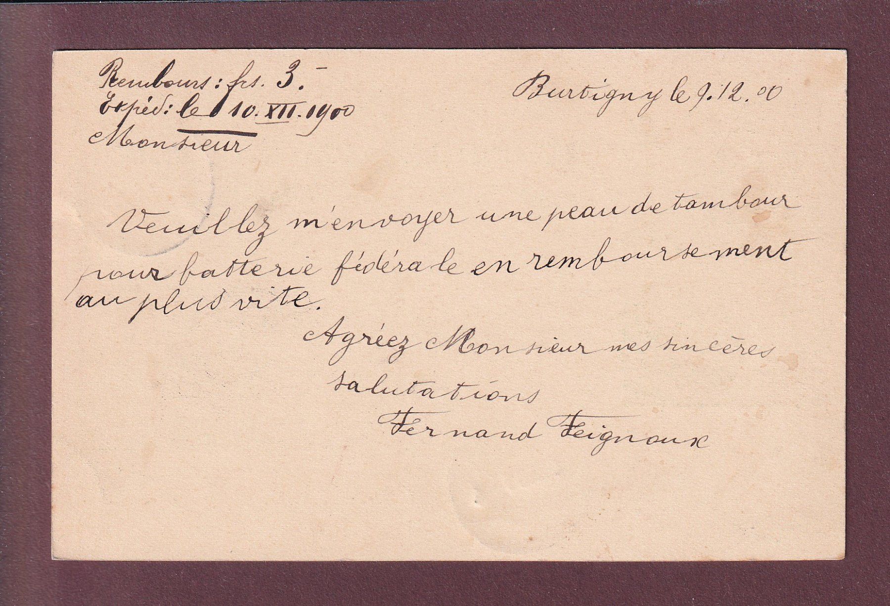 Cartoline postali: Carte préaffranchie UPU - 1900 – Usato da Pully venduto da nicecards 1