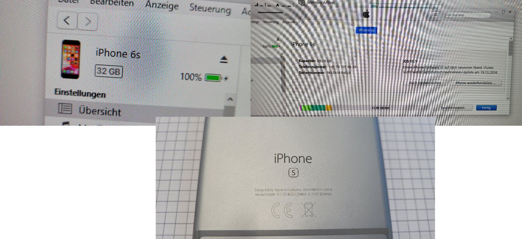 Apple Handys / Smartphones: Apple Iphone 6s / A1688 / 32 GB / iOS 15.1 / #133 – Gebraucht aus Adlikon b.Regensdf von ChriZ86 1
