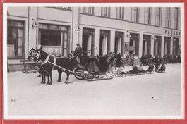 Davos - Kutsche im Schnee vor Hotel Palace - Fotokarte 1946