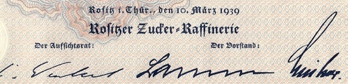Documenti: Rositzer Zucker-Raffinerie, Rositz - 1939 – Usato da Solothurn venduto da Sgasche 1