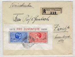 1937 Pro Juventute Block Brief   15824