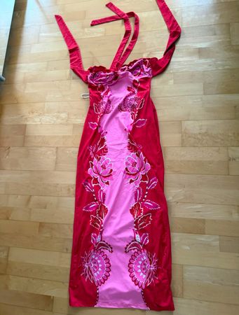 Kleid lang pink rot Blumenmuster Grösse M guter Zustand