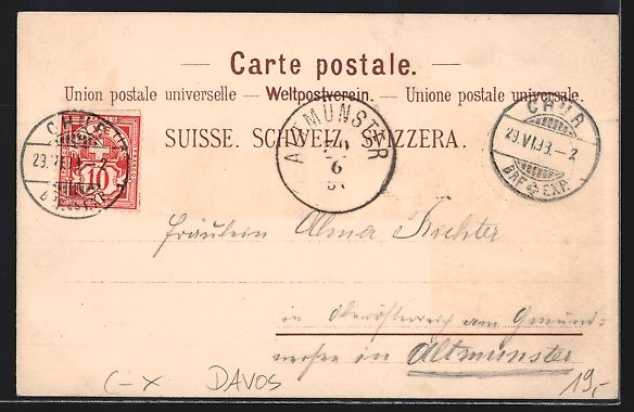 Cartoline postali: Litho Davos, Hotel Pension Strela, Rhät – Usato da Berlin venduto da bartko-reher 1