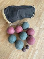 Set Bocciakugeln mit Originalsack aus den 1970er-Jahren