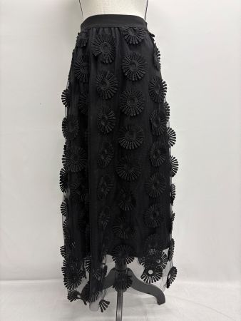 Imperial Schwarzer Maxirock 3D Blumen XS/S Tüll