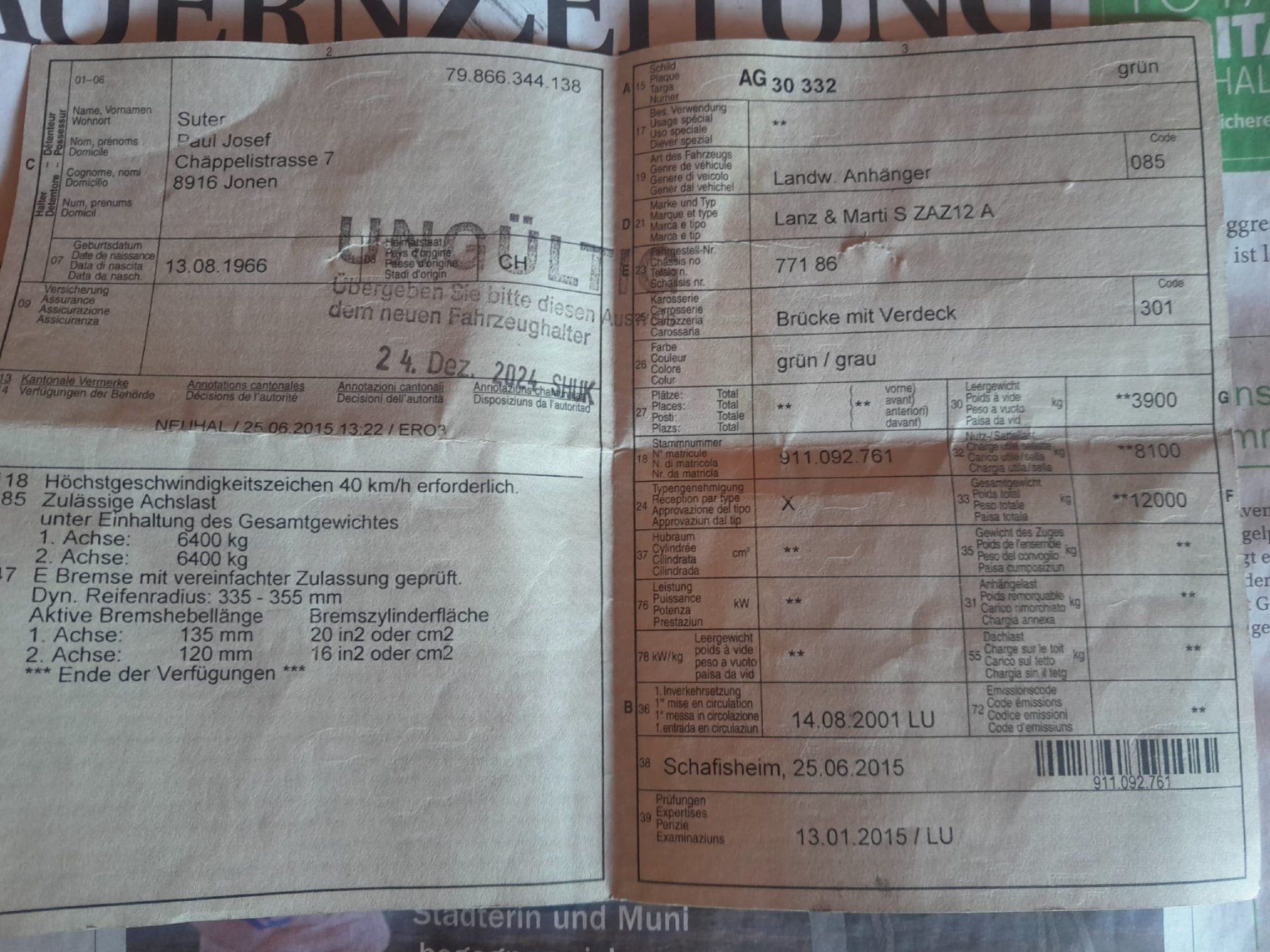 Anhänger: LKW Anhänger – Gebraucht aus Luthern von john24 7