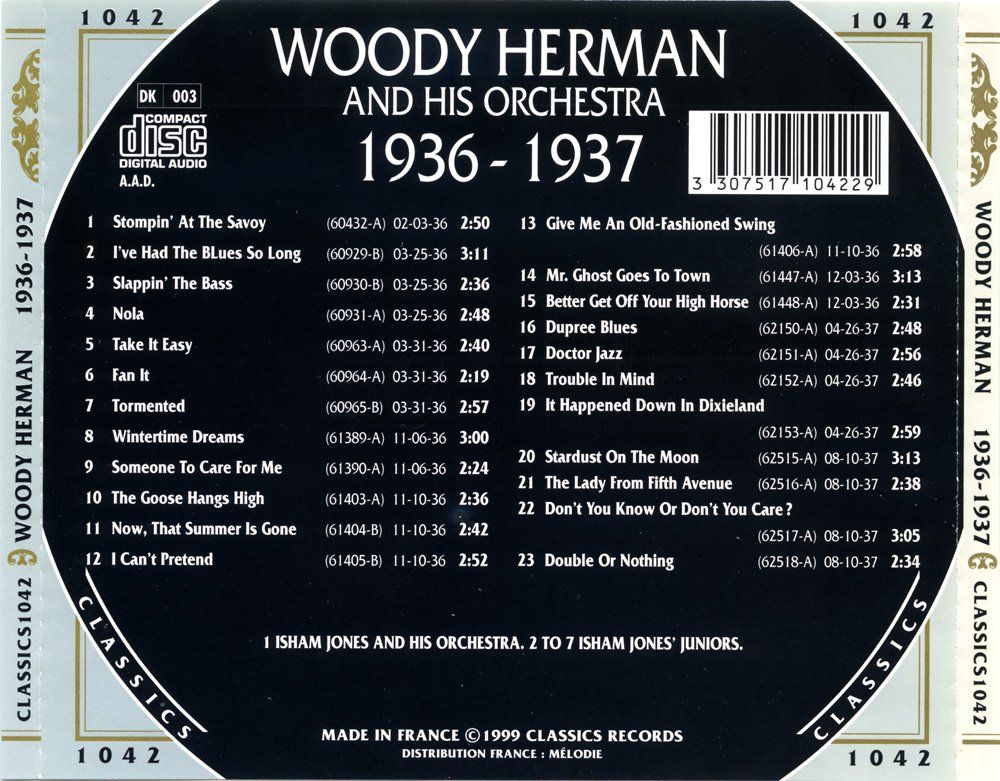 CD: Jazz-CD:  Woody Herman  "The Chronogical..." (Classics) – Usato da Hochfelden venduto da mue_lhm9 2