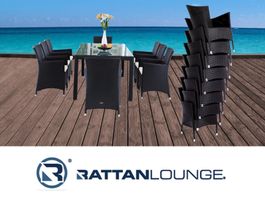 Rattan Gartentisch 8 Stühle stapelbar