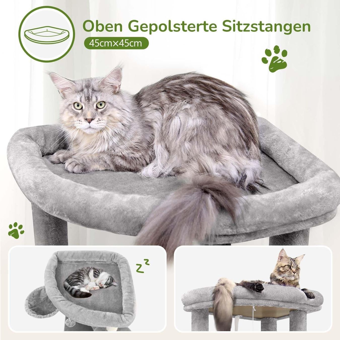 Tiragraffi: Katze Katzenbaum Kratzbaum Kletterbaum Katzenturm 130cm Grau – Nuovo e nell'imballaggio originale da Wittenbach venduto da VELARO 5