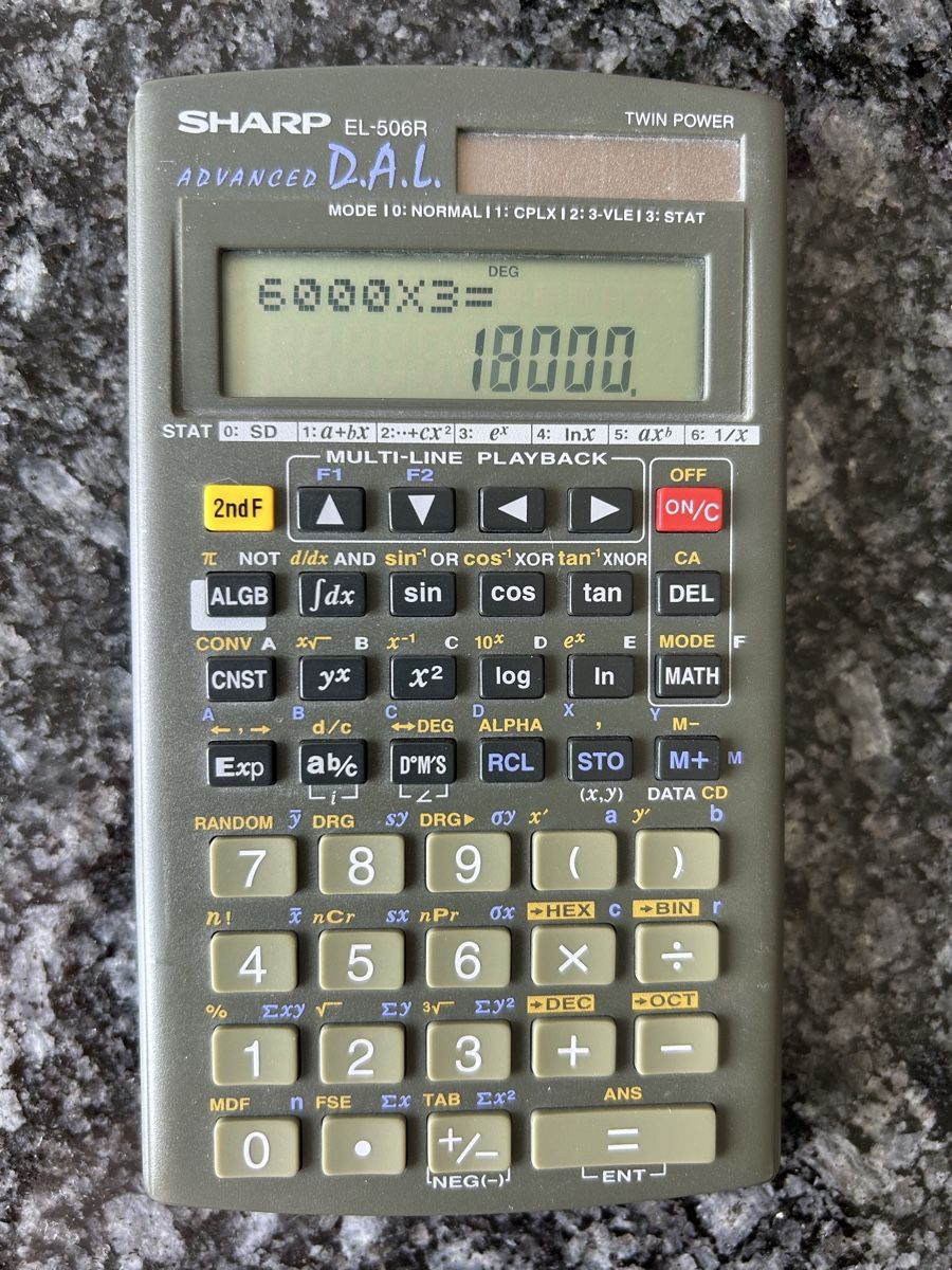 Sharp Calcolatrici tascabili: Sharp EL-506R D.A.L. Scientific Calculator Solar Power – Usato da Zürich venduto da Sophie0569