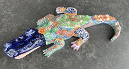 Magnifique Figurine "Crocodile" en Talavera / Artisanal - GM