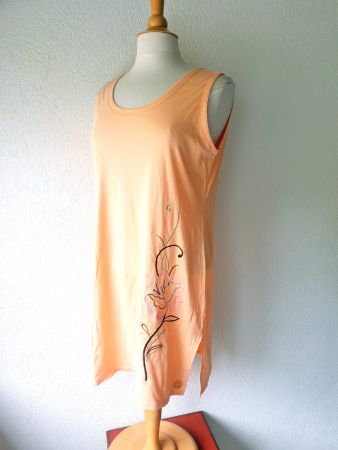 Top TUNIKA FÉRAUD PARIS M 38 LACHS FARBEND STICKEREI KLEID