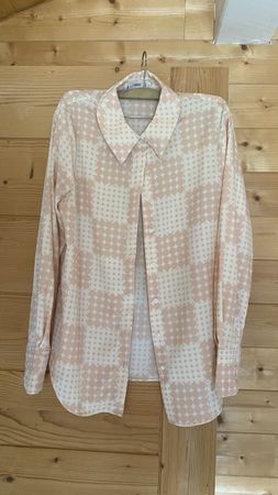 Chemise Mango imprimé cercles rose et blanc taille S