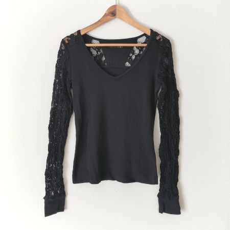MARC CAIN Spitzen Pullover Pulli Bluse Shirt Baumwolle N3/38