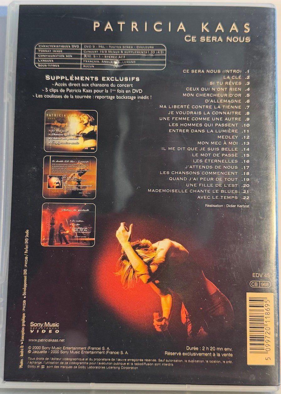 Tutti i DVDs: DVD PATRICIA KAAS - CE SERA NOUS – Usato da Wisen venduto da gigisna 2