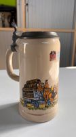 Feldsschlösschen Bierkrug mit Zinndeckel, Top Zustand!