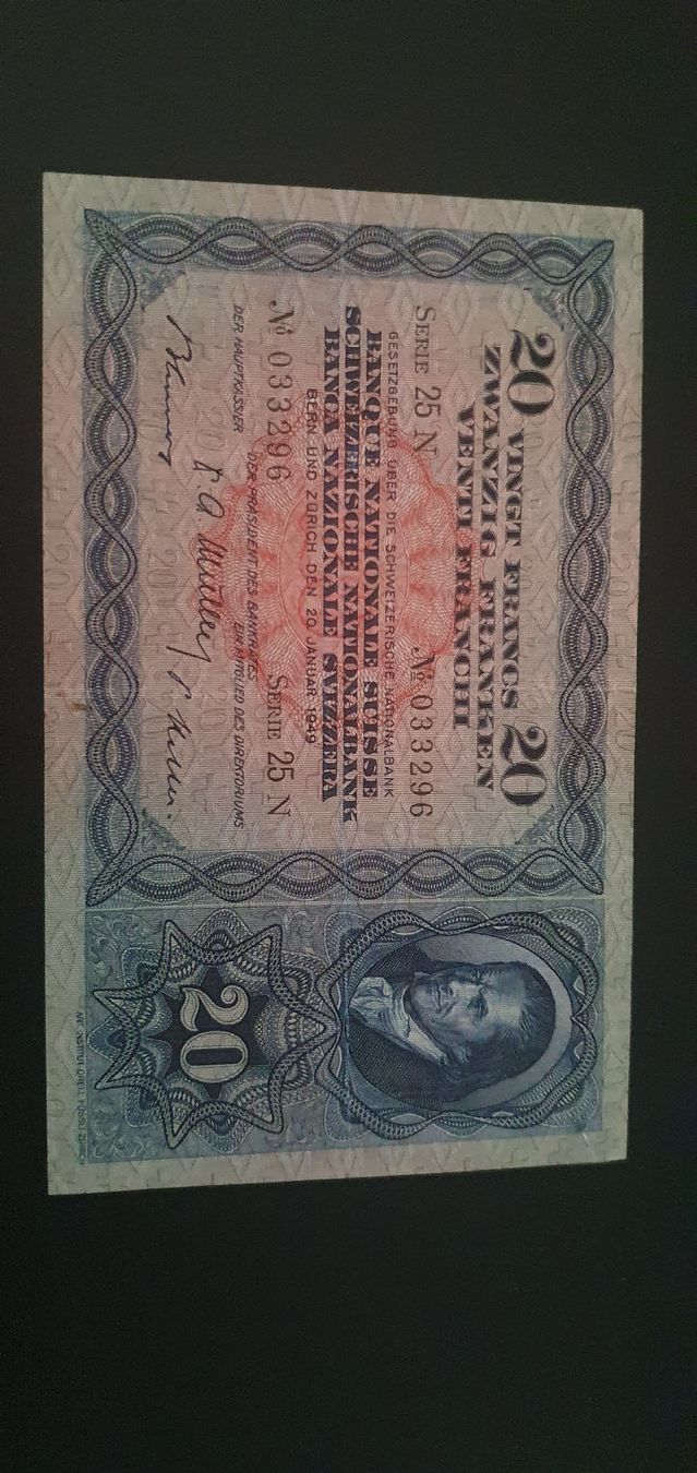 Billets de banque: 20 Franken 1949 Pestalozzi – D'occasion à Baden par Vinci2008