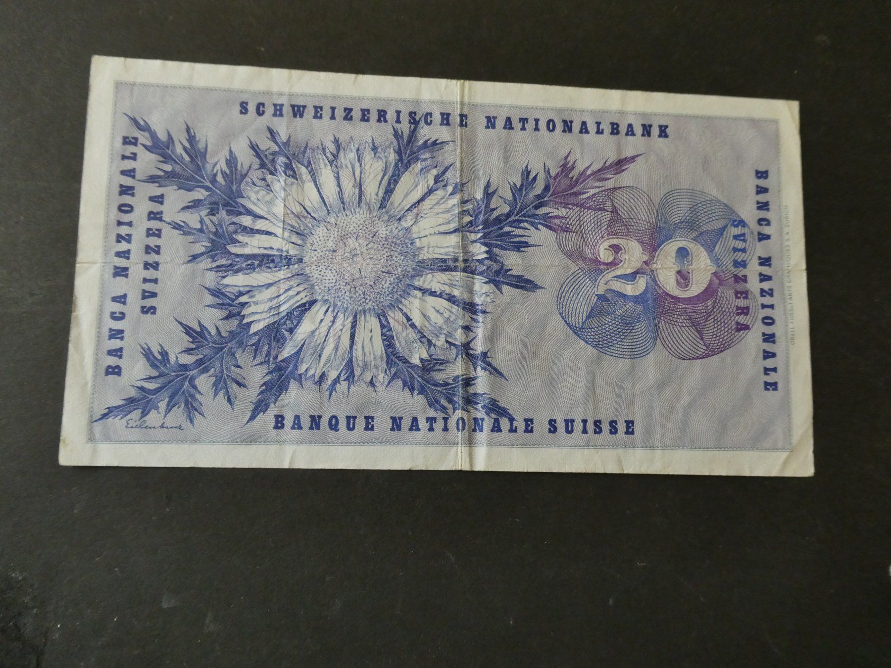 Banconote: Schweiz 1976, 20 Franken – Usato da Hinterforst venduto da Rohusri 1