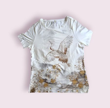 T-shirt imprimé japonais en viscose. Taille 42