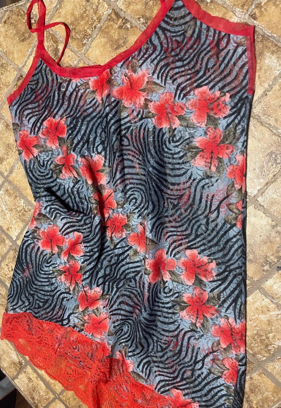 Negligees & Pigiami: Trasparente Abito da notte- printe zebra, decorato bel pizzo – Nuovo (secondo la descrizione) da Gordevio venduto da LanaZimm 1